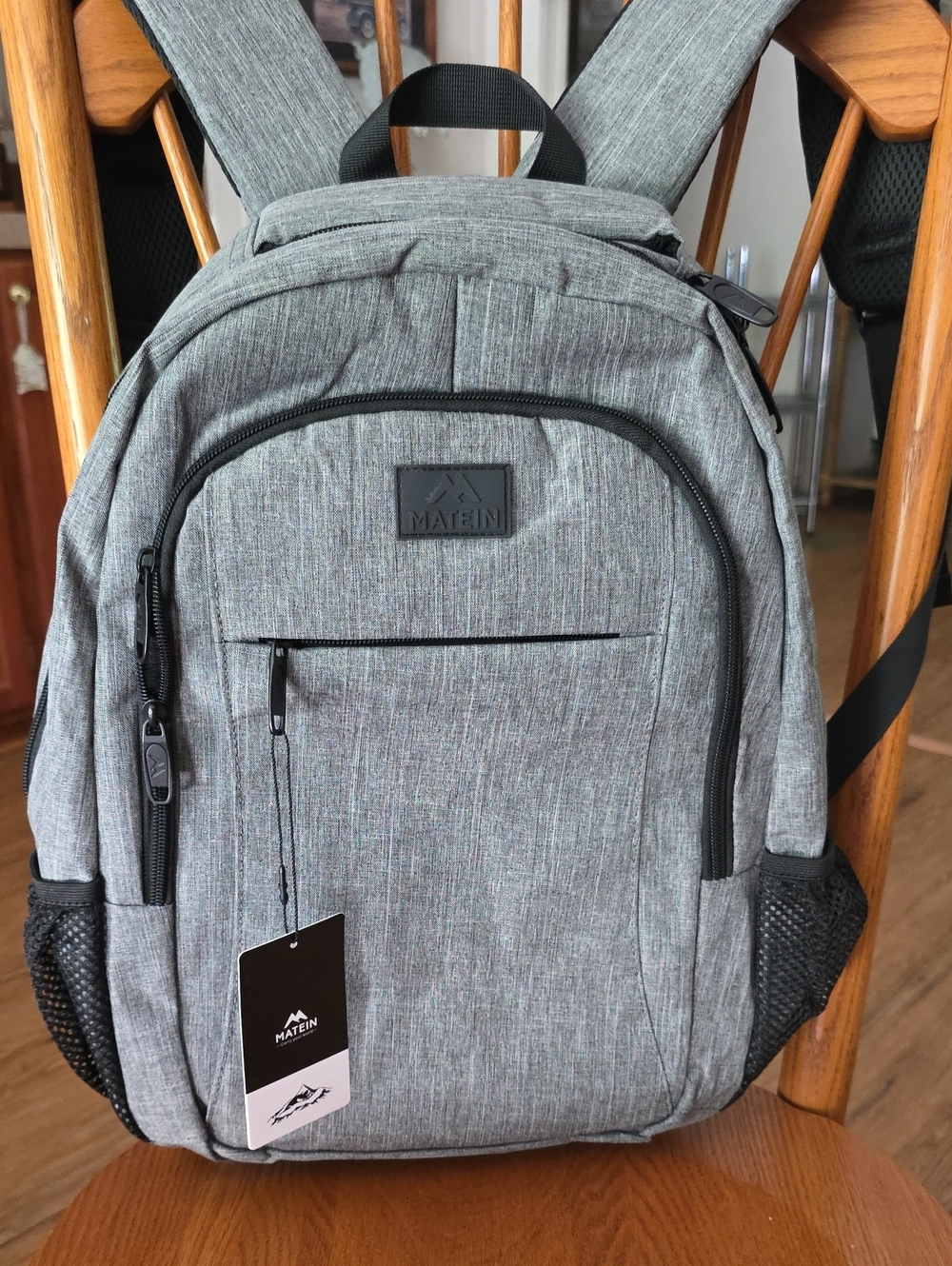 Matein Men's Grey Everyday Backpack with Multiple Compartments